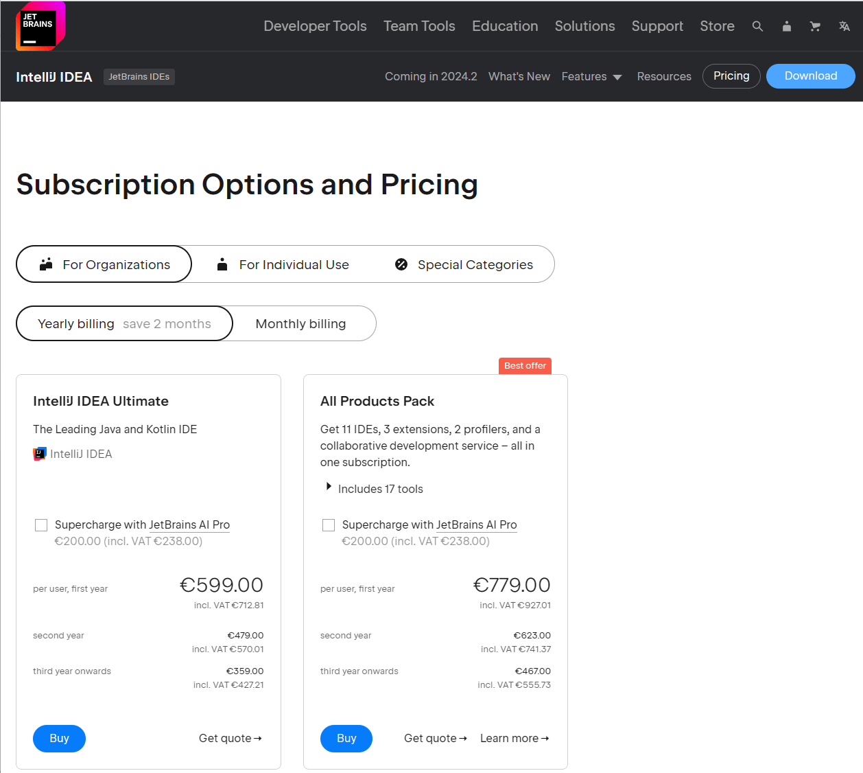 IntelliJ IDEA Ultimate pricing - Wide Angle Analytics