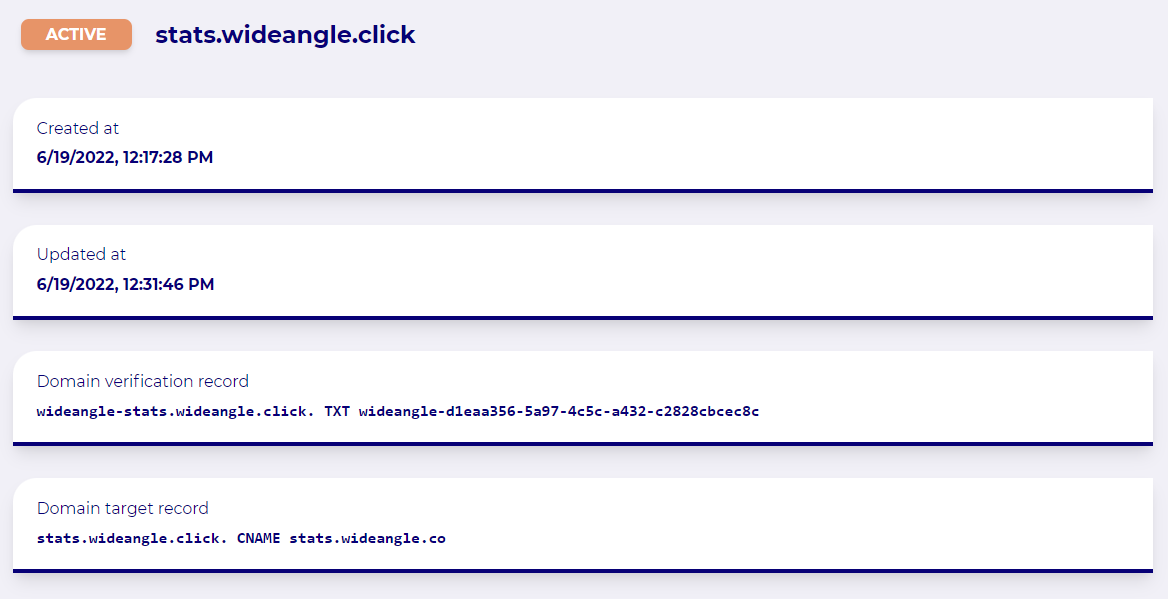 Verify domain status