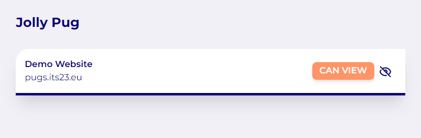 Member permission panel showing user with access to a site.