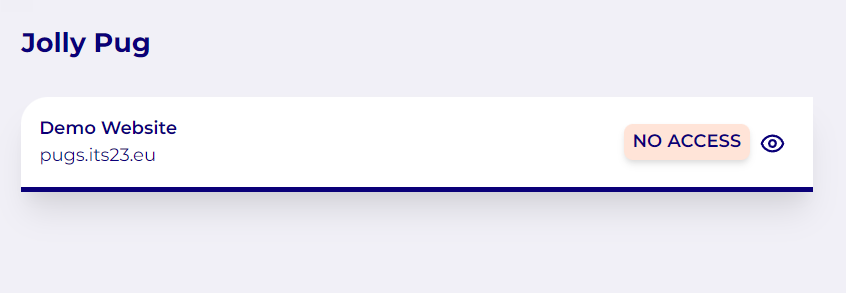 Member permission panel showing user without access to a site.