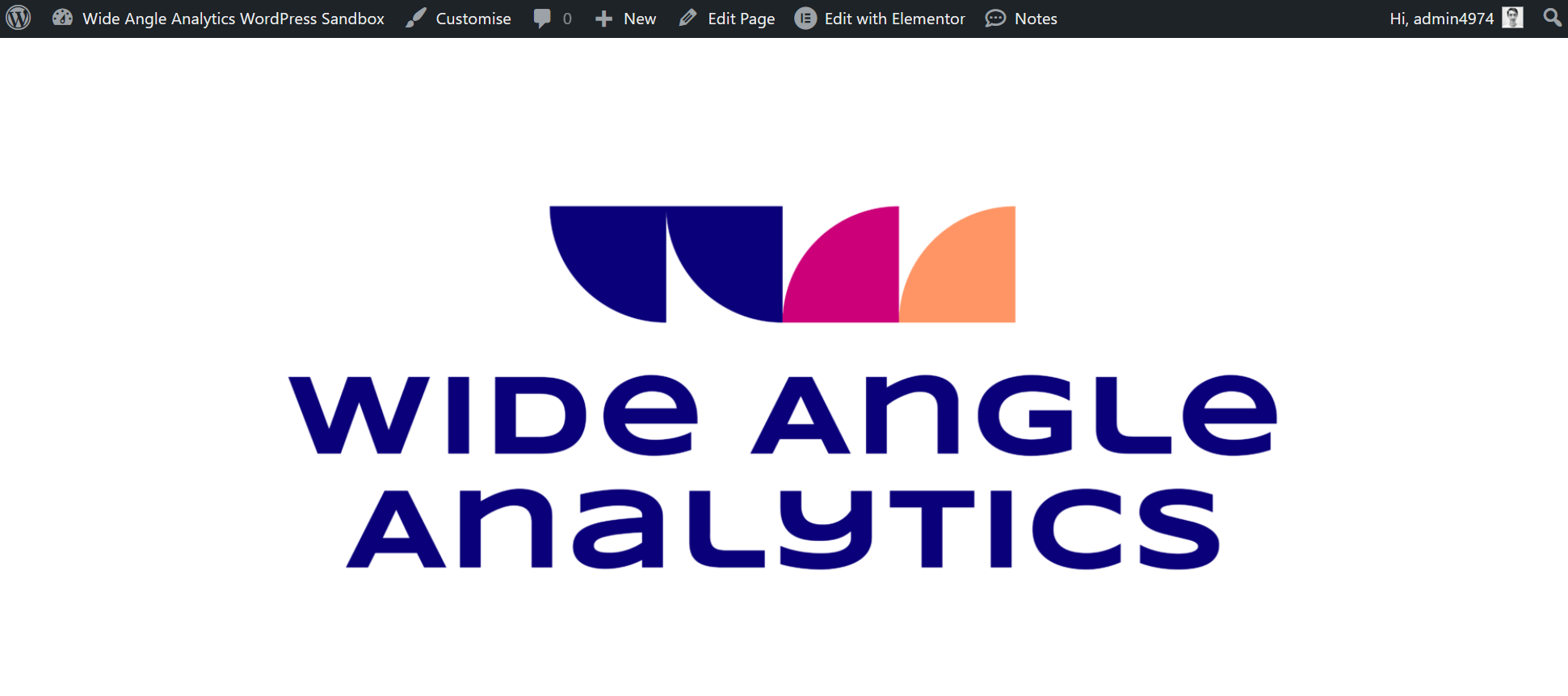 Screenshot of WordPress site admin toolbar - Web Analytics for Elementor the WordPress plugin