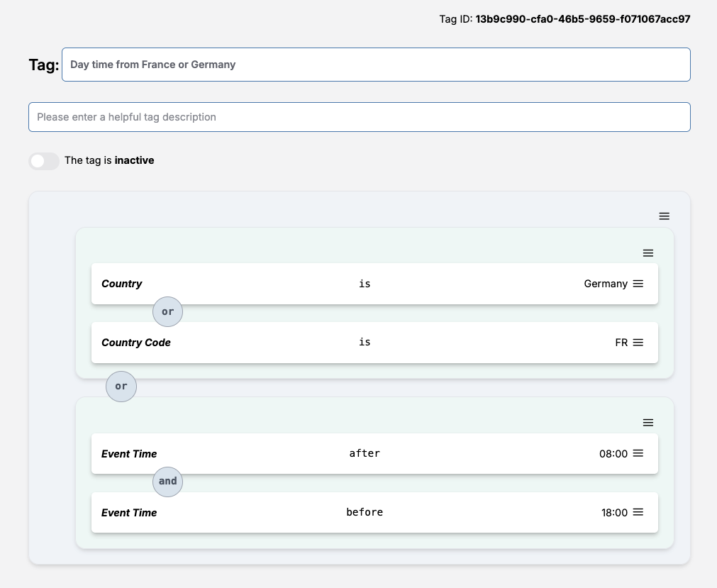 Wide Angle Analytics Tags and Segments example