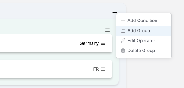Create new condition or condition group